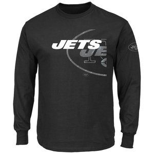 Majestic New York Jets Big & Tall Reflective L/S T-Shirt, Black